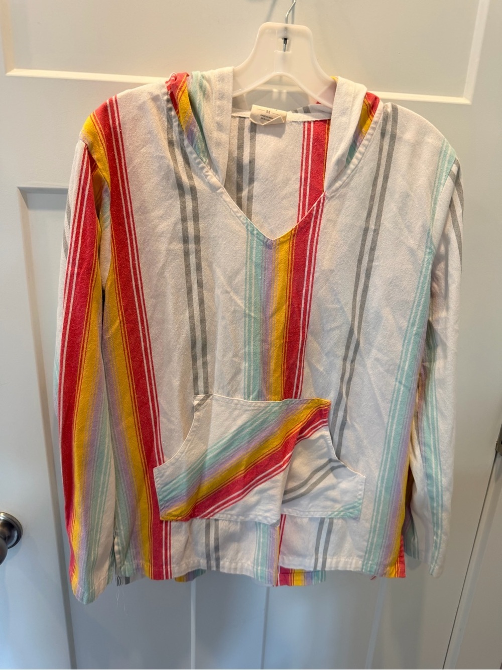 Southern Spirit Multicolor Striped Cotton Baja Hoodie Pullover Medium